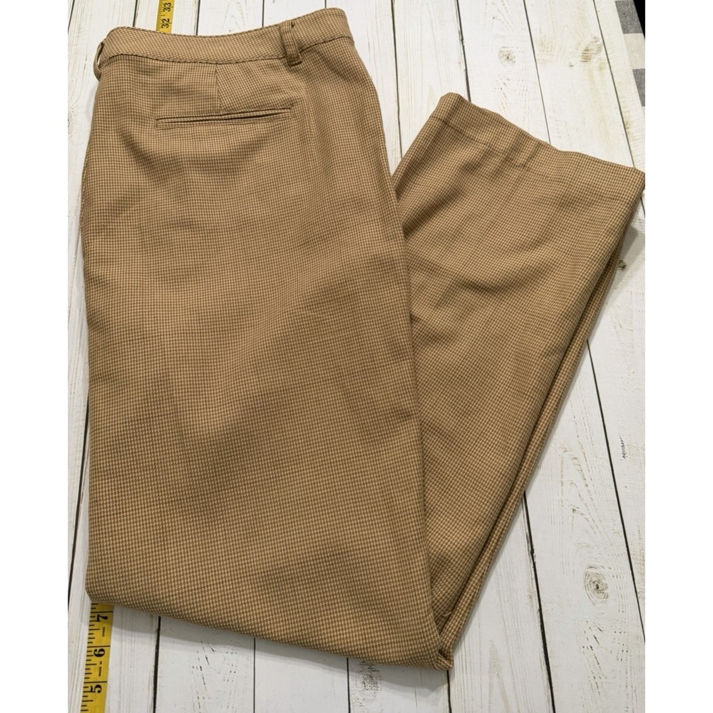 Lauren Ralph Lauren Adelle‎ Pants Houndstooth Tan Wins Plus Sz 22W Straight Leg